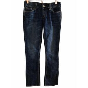 RSQ Milan Bootcut WOMENS Juniors Size 7 Regular Denim Blue JEANS Embroidered